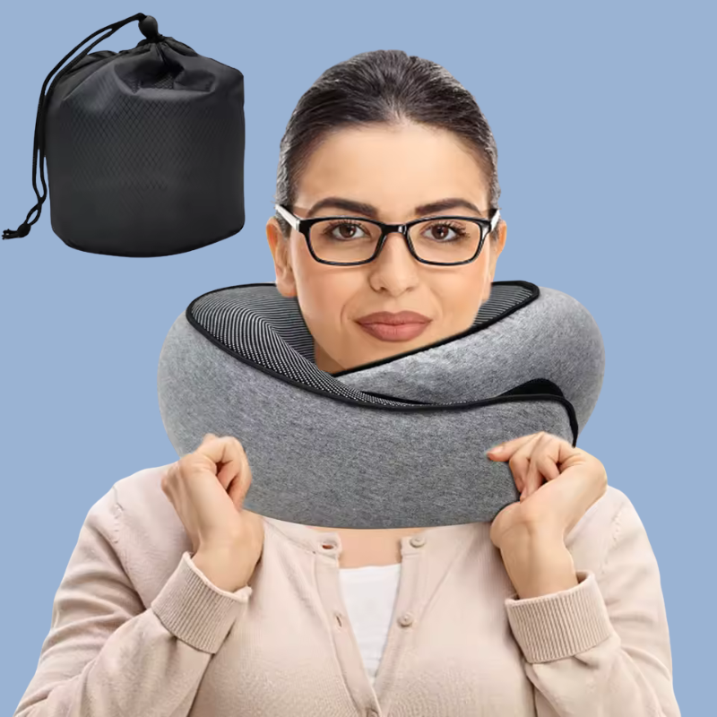 SleepFix™ SnailEase Memory Foam Travel Pillow – Ergonomic U-Shaped, Adjustable 360° Support
