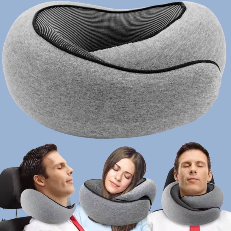 SleepFix™ SnailEase Memory Foam Travel Pillow – Ergonomic U-Shaped, Adjustable 360° Support