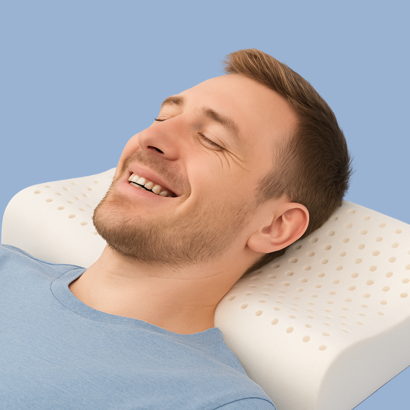 SleepFix™ Pure Thai Latex Cervical Pillow – 60×40 cm, Firm Support & Slow Rebound for Pain Relief