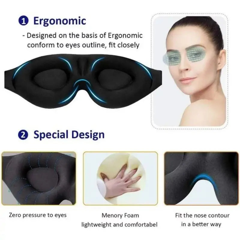 SleepFix™ DreamShade 3D Adjustable Eye Mask – Zero-Pressure, Total Blackout, Breathable