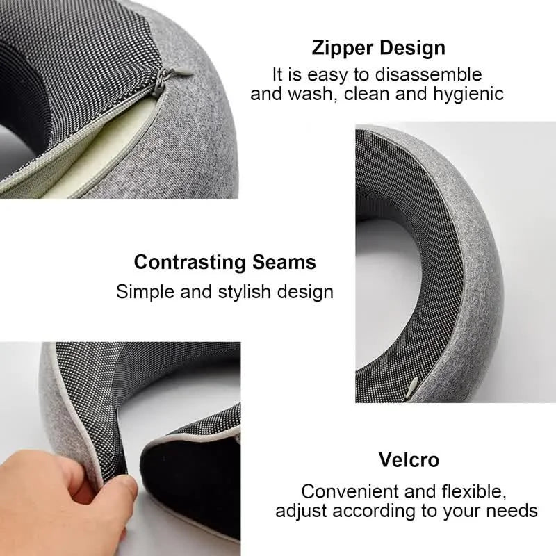 SleepFix™ SnailEase Memory Foam Travel Pillow – Ergonomic U-Shaped, Adjustable 360° Support